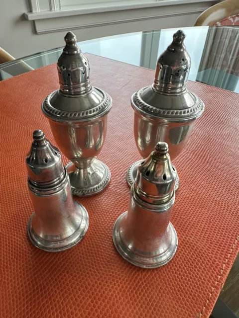 2 Pair of Sterling Silver Salt And Pepper Shakers