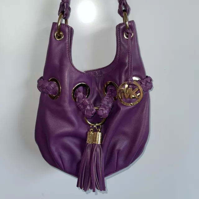 Michael Kors Leather Hobo braided handle tassel shoulder bag purse