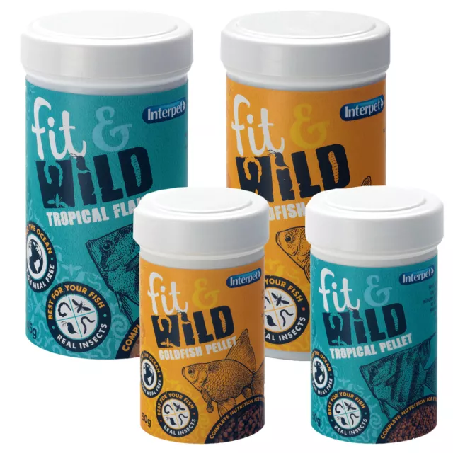 Interpet Fit & Wild Fish Food Tropical Aquarium / Goldfish Pellets Flakes Wafers