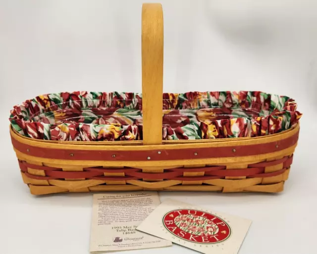 Longaberger 1995 Grandma Bonnie's May Series Tulip Basket+Prot+Liner*6th Edition