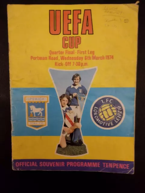Ipswich Town - Lokomotive Leipzig 1973/74 UEFA Cup VF EC Programm Stadionheft