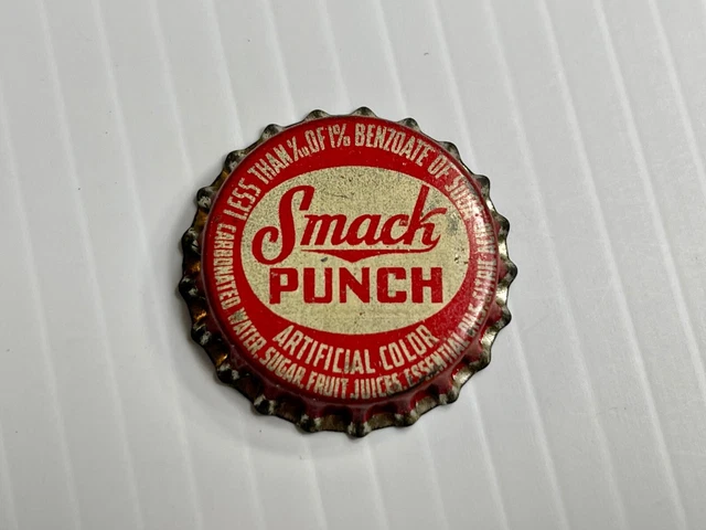 Vintage- Smack Punch Soda Bottle Cap *Cork Back* (Red / White In Color)