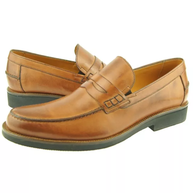 Charles Stone Penny Loafer, Men's Dress/Casual Slip-on Leather Shoes, Cognac