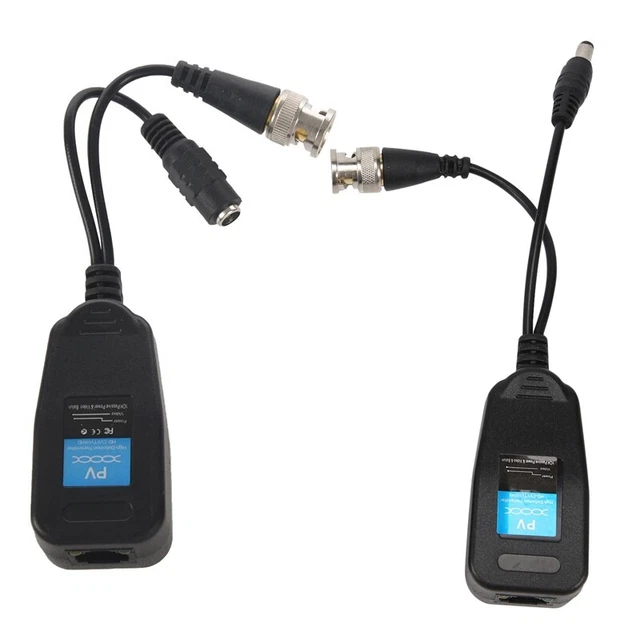 4X(Balun VidéO Passif -CVI / TVI / A avec Connecteur D'Alimentation et éMett9)