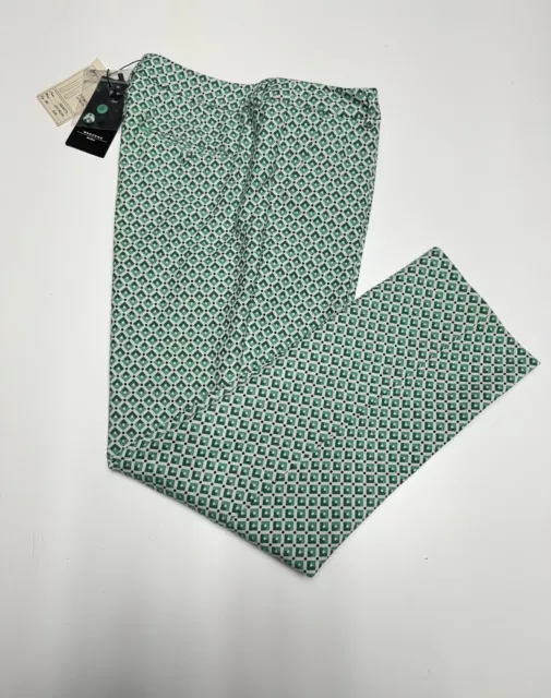 Weekend Max Mara Women’s Cigarette Green Print Stretch Trouser Size 12 NWT