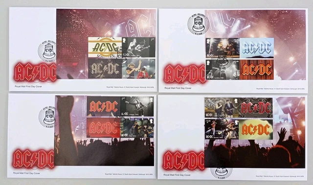 2025 AC/DC SMILERS Logo Collector Stamp Sheet over 4 FDC Hells bells ...
