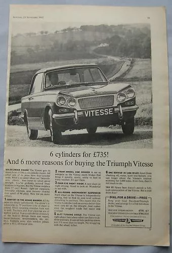 1962 Triumph Vitesse Original advert No.2