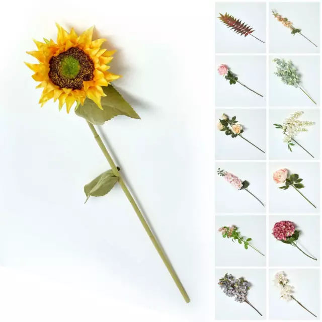 Artificial Single Stem Leaves and Flower for Bouquet or Floral Arrangement