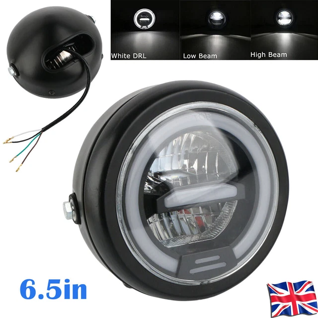  Motorcycle LED Headlight, Dual Color High Brightness High Low  Beam Halo LED Headlight 6.5in Road Star VStar (With Bracket) : Automotive