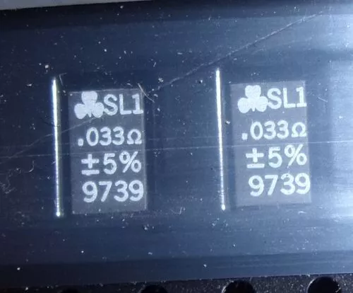 5 x SL1 R033J - Low Ohmic Resistor SMD 0.033 Ohms 5%