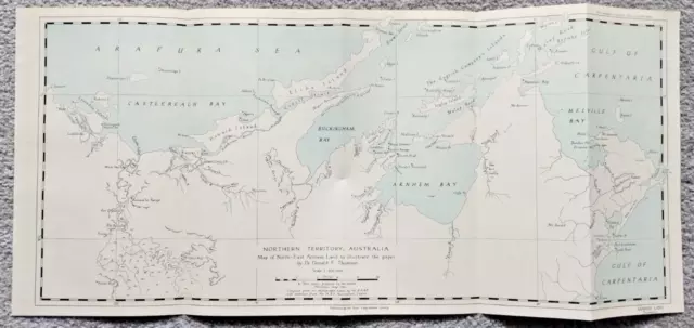 Antique/Vintage Map of Northern Territory, Australia -  1949