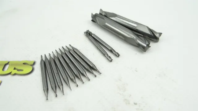 13Pc Assorted Solid Carbide Double End Mills .0030" To 3/8" Dia