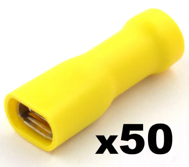 50 Yellow femme 6.3 Cosse bornes de Sertissage Isolé électrique câblage