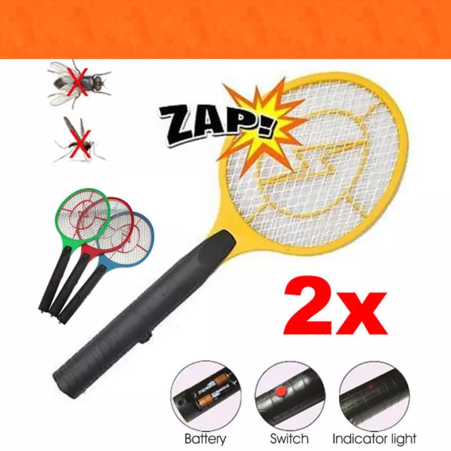 2X Electronic Zapper Racket Fly Swatter Mosquito Bug Insect Kill Random Color