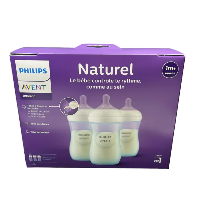 Philips Avent Natural Baby Bottle With Natural Response Nipple, Blue, 9oz, 3pk