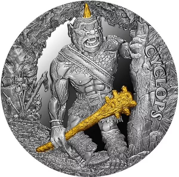 Cyclops 2 oz Antique finish Silver Coin 2000 Francs CFA Cameroon 2021