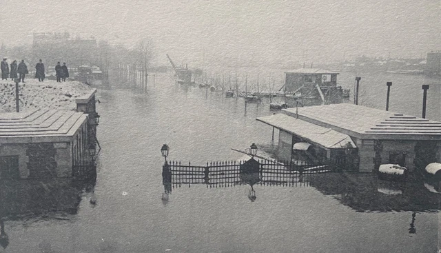 Paris flood of the rue de la porte de Bercy heliogravure from 1910 France