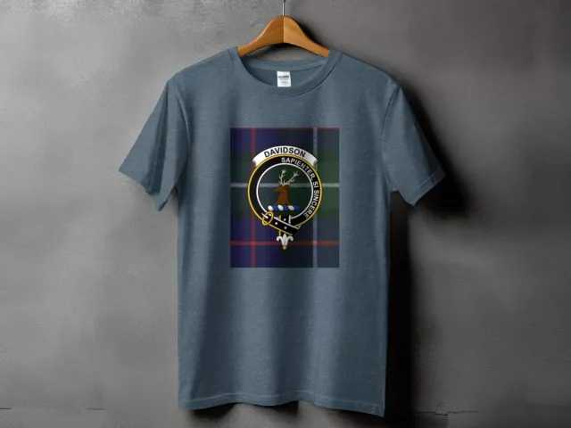 Davidson Clan Tartan Crest T-Shirt, Scottish Heritage Apparel, Unisex Tee