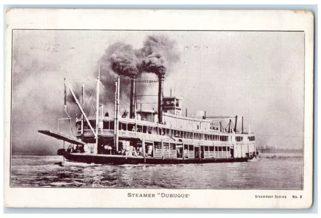 1908 Steamer Dubuque Passengers Scene Keokuk Iowa IA Posted Vintage Postcard