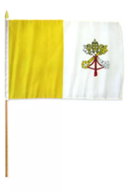 12x18 12"x18" Vatican City Stick Flag wood Staff