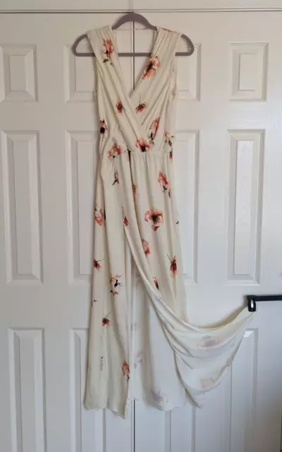 Haute Hippie Womens Sz S ?  Sleeveless 100% Silk Poppies Floral Maxi Dress Open
