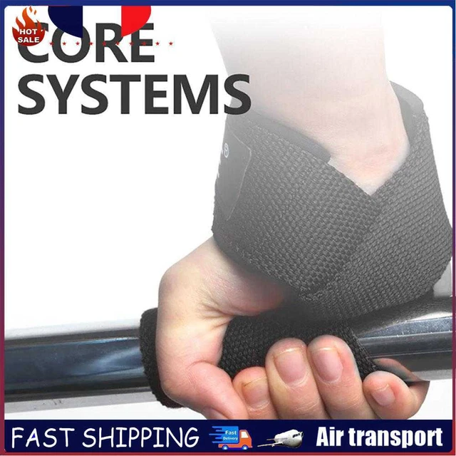 1Pair Weightlifting Hand Belt Anti-Slip Sport Fitness Wrist Straps (Black) ~