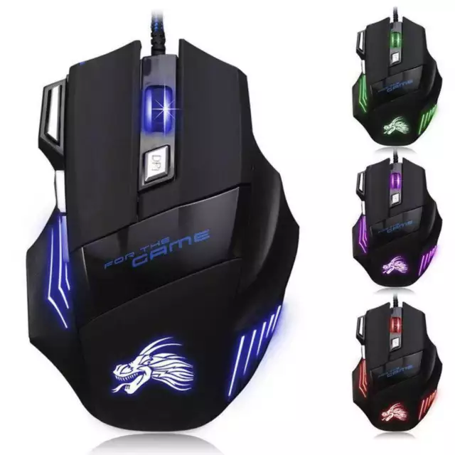 New Version 5500 Dpi 7 Buttons Usb Led Optical Wired Gaming Game Mouse Mice