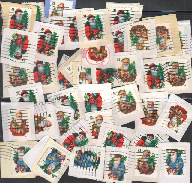 Christmas Santa Claus 2001 Set/4-Unsorted-conds vary ~40 stamps used on paper