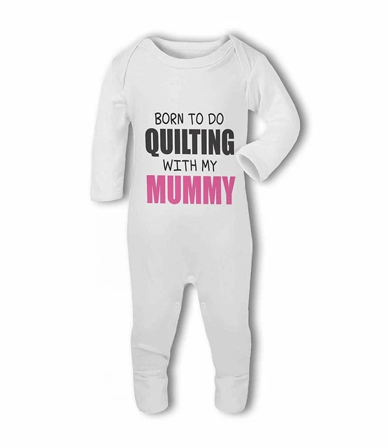 Born to do Quilting with my Daddy/Mummy pink/blue - Baby Romper Suit by BWW P...
