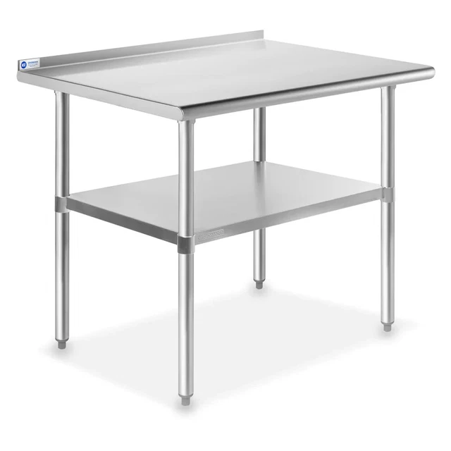 36 x 24 Inch NSF Stainless Steel Prep Table w/ Backsplash