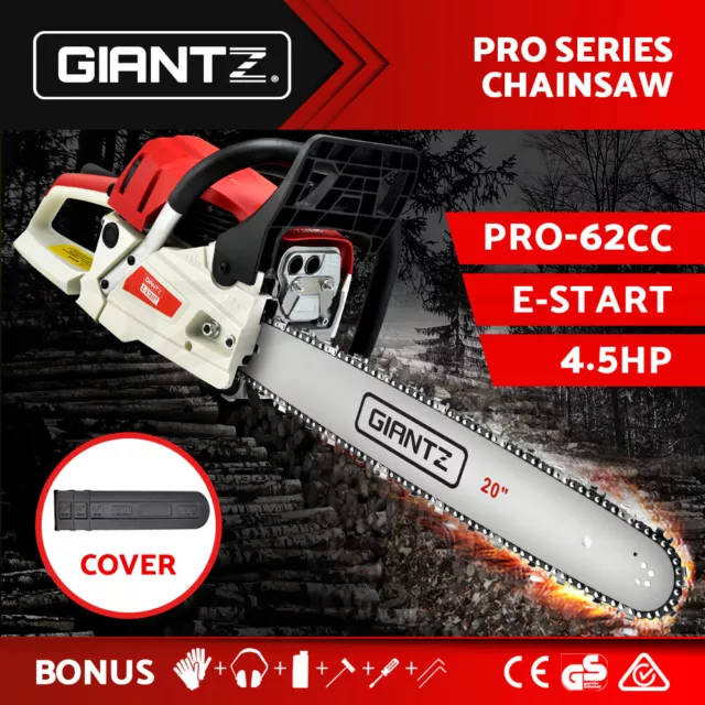 Giantz 62CC Chainsaw Commercial Petrol  20" Bar E-Start 20 Bar Pruning Chain Saw