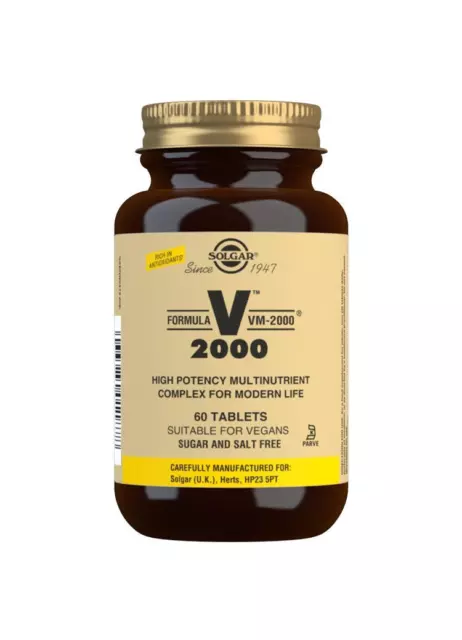 Solgar Formula VM-2000 60 Tabletten, Multivitamin & Mineral, Energie, Immunsystem, Gehirn