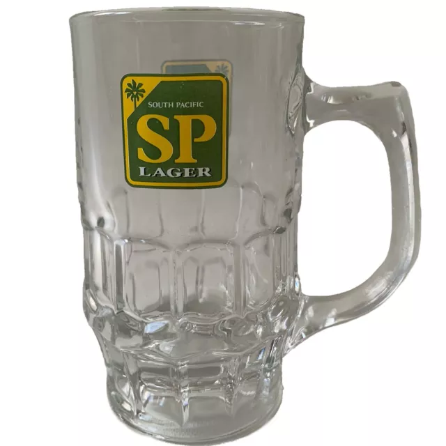 SP South Pacific Lager Beer Glass 265mlHandled Barware Man Cave Papua New Guinea