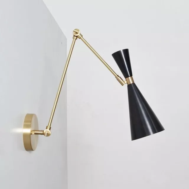 Mid Century Wall Sconce LELO Lámpara de pared hecha a mano de latón y...