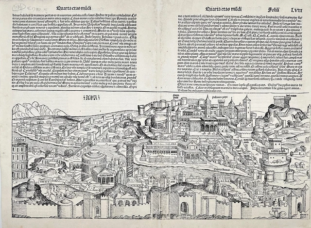 Rare Woodcut - The History of the Academy of San Luca - Liber Chronicarum - Roma