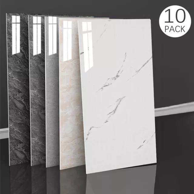10 Pack Self-Adhesive Marble Tiles Sticker Stick On Wall Floor Kitchen Bathroom
