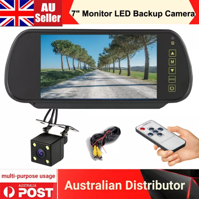 CAR BUS TRUCK Trailer REAR VIEW KIT 7" MIRROR MONITOR + LED REVERSING CAMERA AU