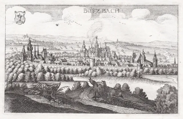 Butzbach Wetterau Hessen Merian Kupferstich Ansicht engraving 1650