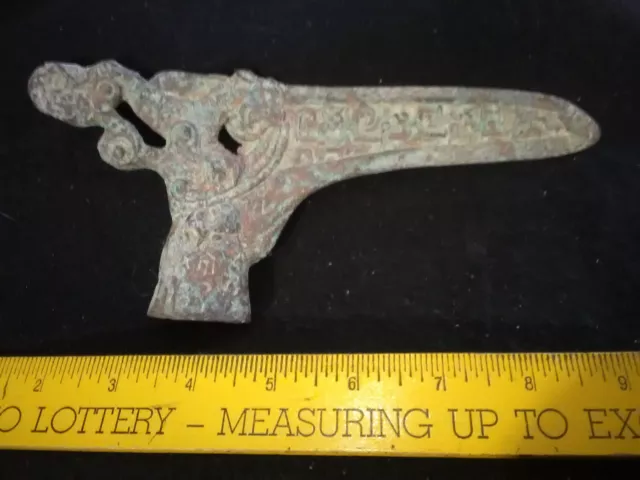 3/19A Ancient Chinese Warring States Bronze Dagger- Axe 400-200 bc