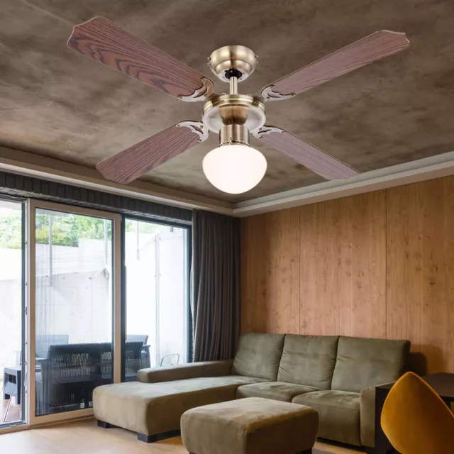 Ventilateur de Plafond Ventilatorleuchte Vor-Rücklauf LED Interrupteur à Tirette