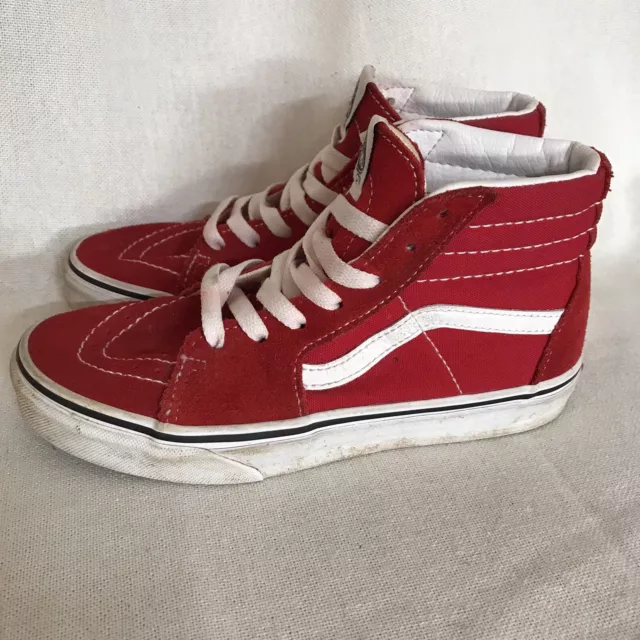 Vans High Top Shoes Red/White Suede Lace Up Sneakers Youth Sz 3 OG Skater