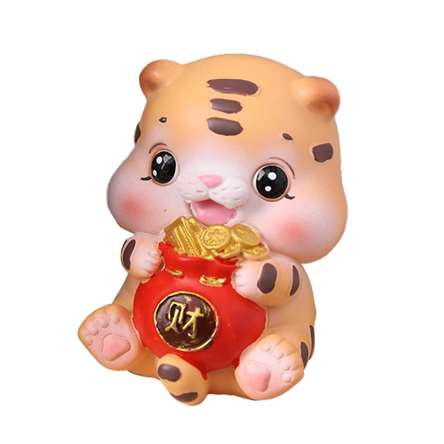 Resin Figurine Anti-deform Fine Workmanship Decorative Lucky Tiger Statue Resin