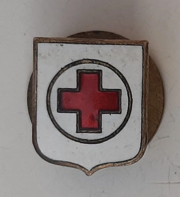 Pin's Vintage Croix-Rouge Américaine WWII - Année 1944 - Ton Or Et émail Rouge - Insigne Historique
