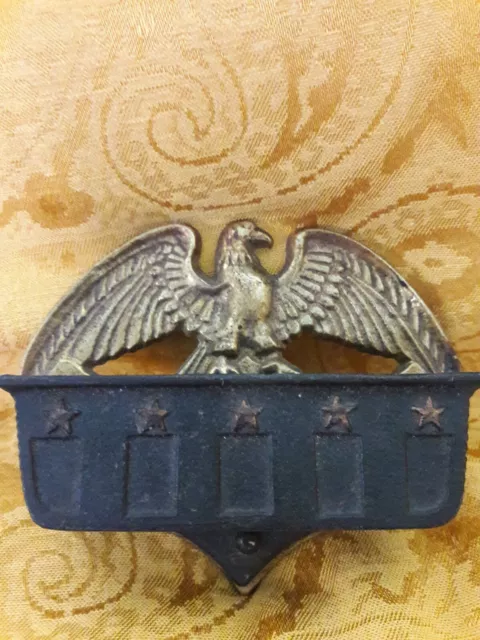 Antique Wilton Brass Eagle, cast Iron Match Holder, safe wall hanger.