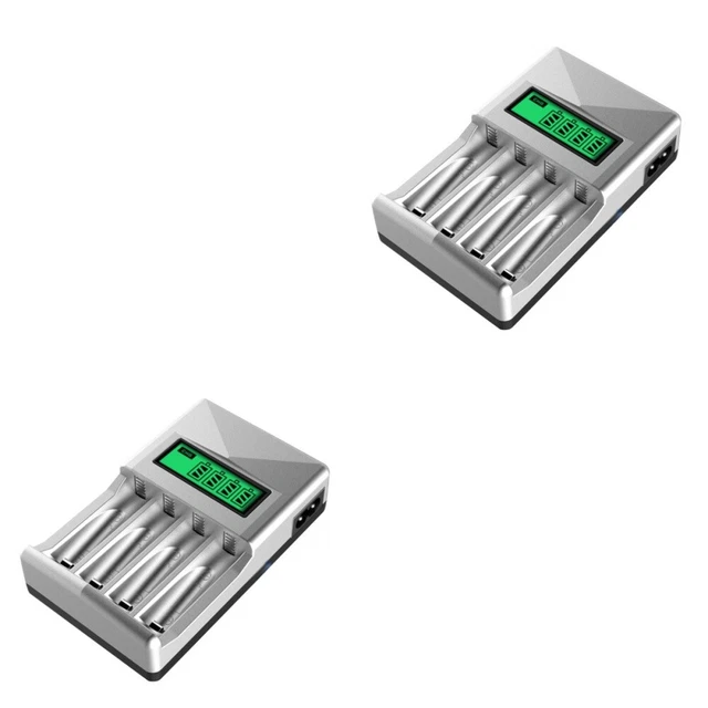 2pcs 4 Slots AA AAA Battery Charger Smart USB Battery Charger Digital Display