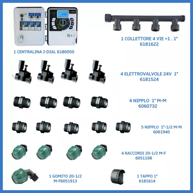 Kit irrigazione programmatore centralina prato giardino 4 zone elettrovalvola 2