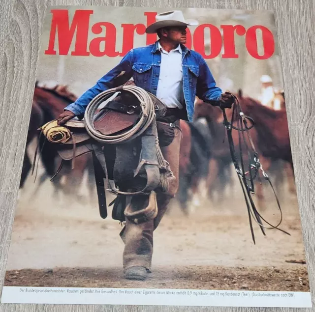 1. Marlboro Zigaretten Cowboy Werbeanzeige Werbung Reklame 1992