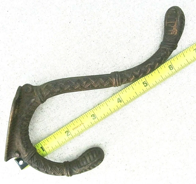Antique Cast Iron Hook Coat Hat Robe Clothes Jacket Architectural Fancy Antique