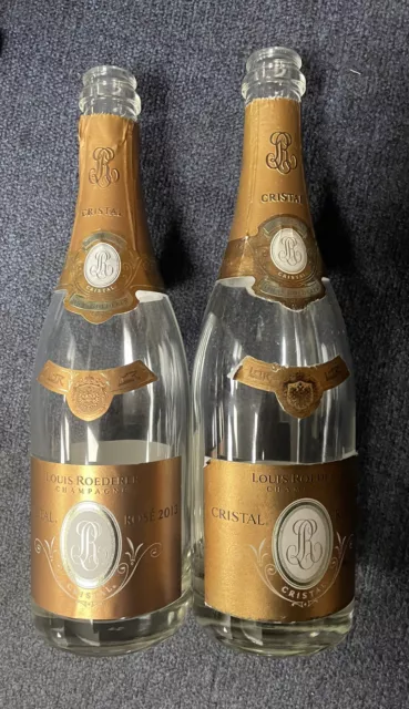 2 X Louis Roderer Cristal Rose empty bottle