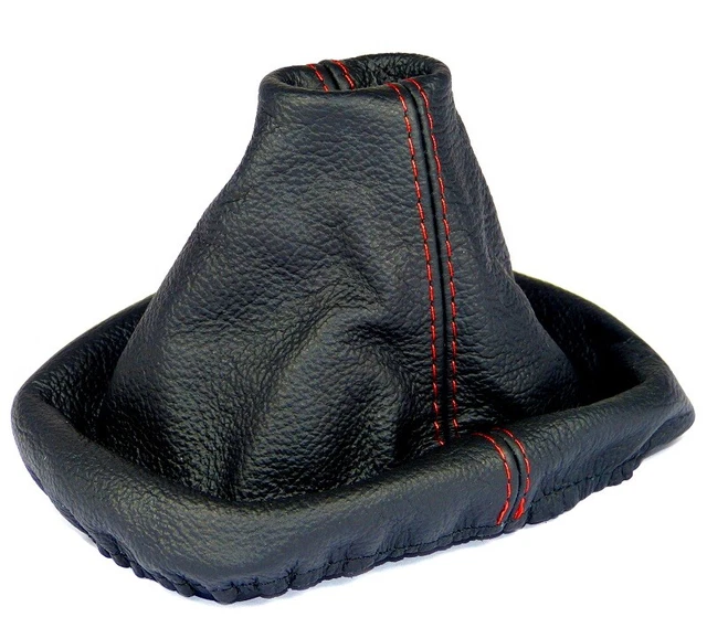 Sac De Changement De Vitesse En Cuir Véritable Pour Golf 4, Bora - Noir, Couture Grise, Fabriqué UE